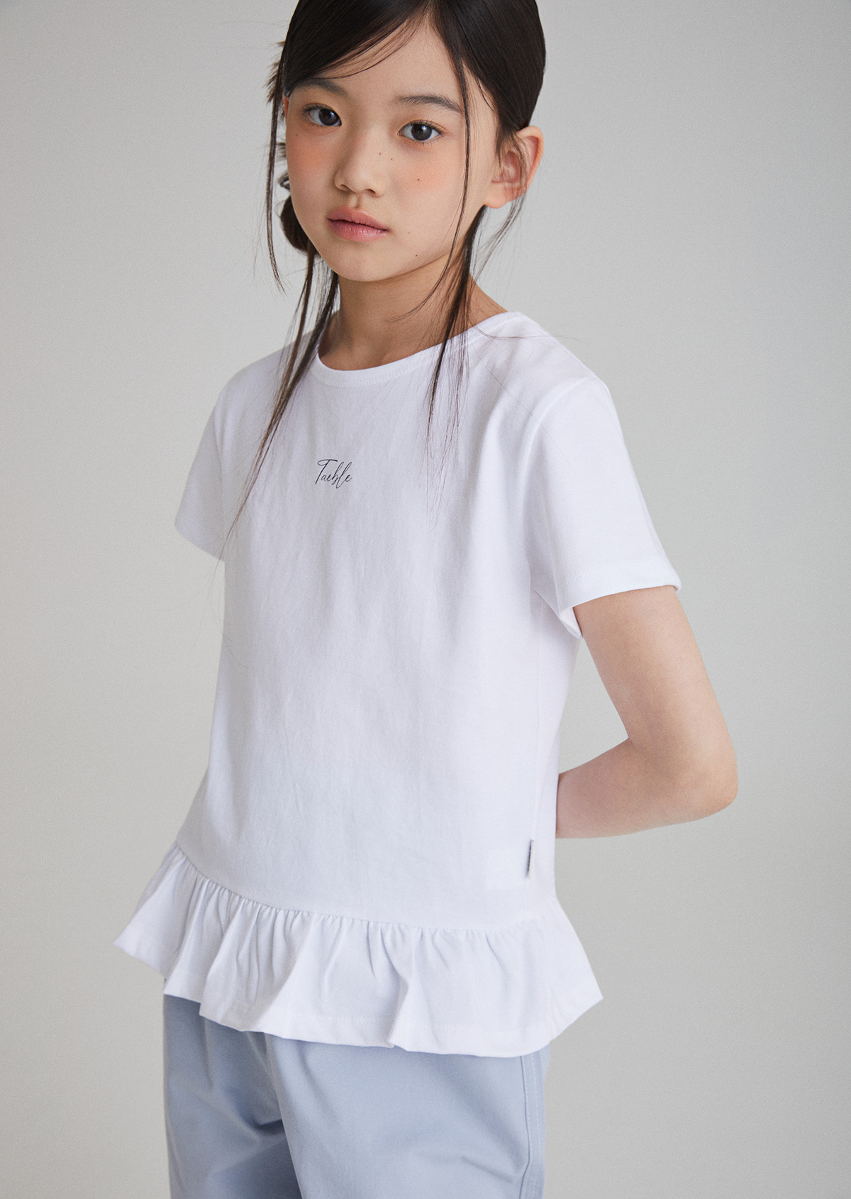 Peach Ping Frill T-Shirt - Ivory