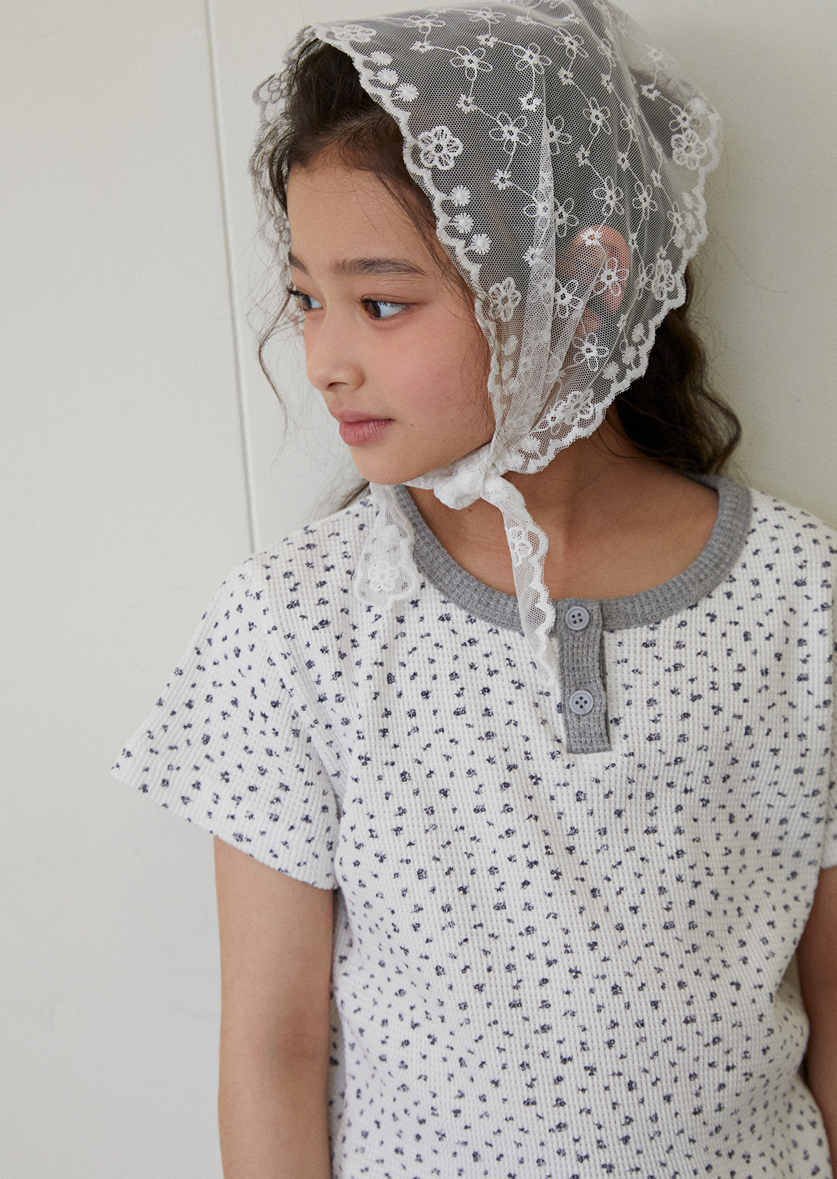 Flower Waffle T-Shirt - Ivory