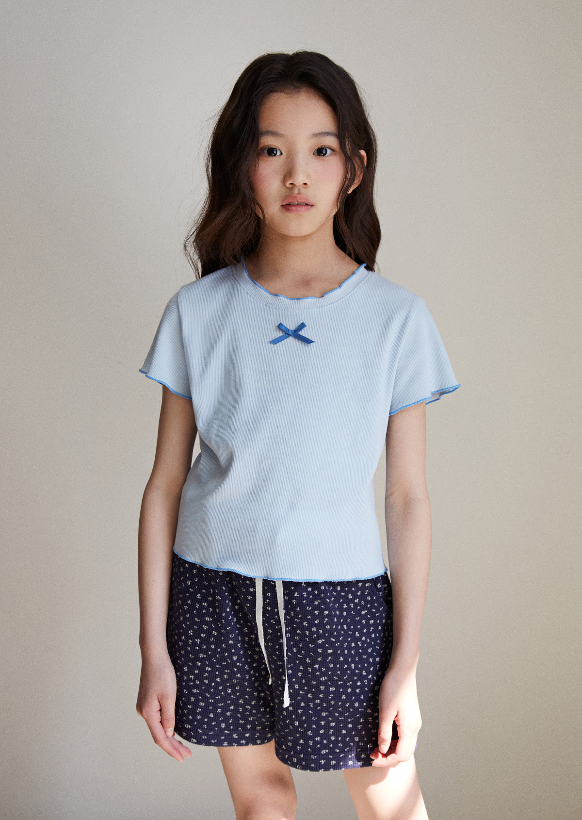 Chou Chou Ribbon Ribbed Tee - Sora