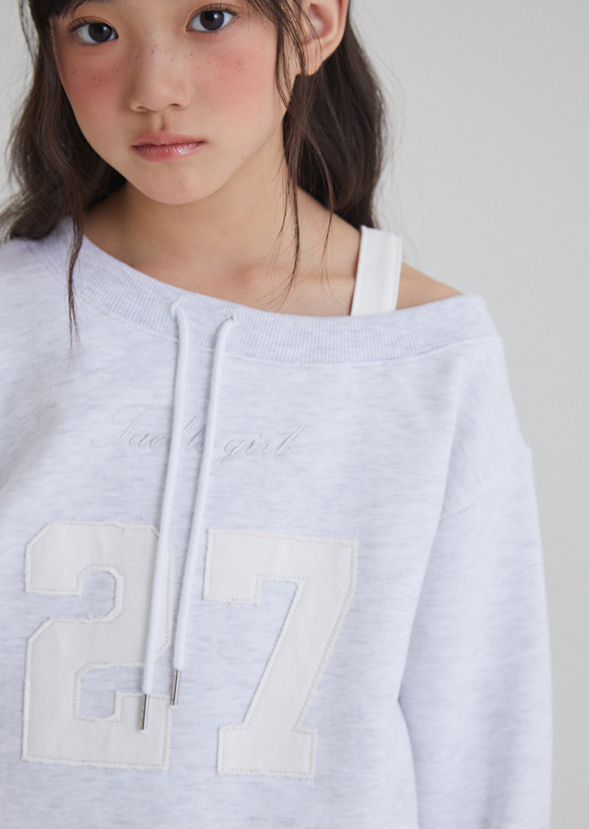 May Off-Shoulder Sweatshirt - White Melange