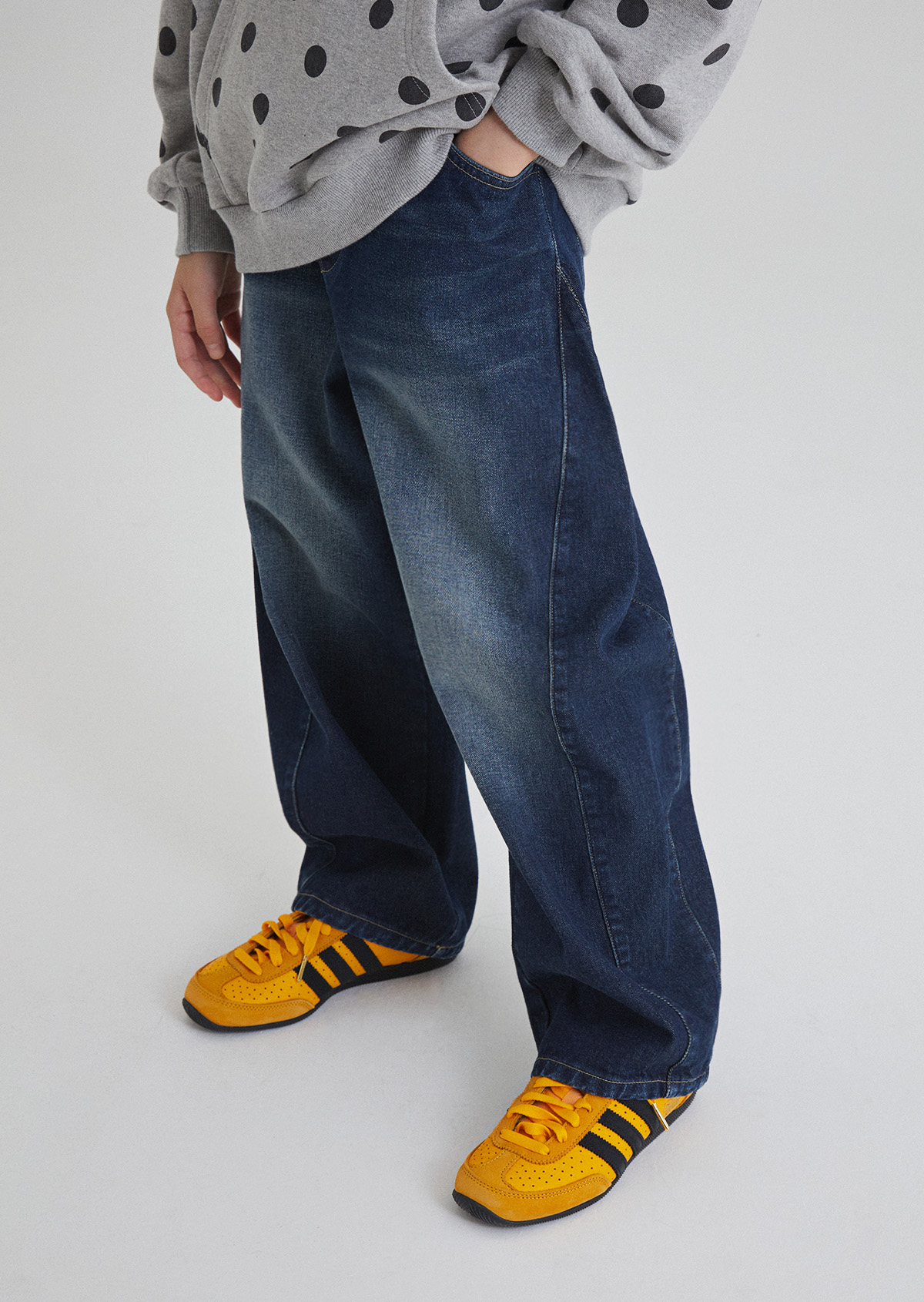Blooming Denim Balloon Pants - Dark Blue