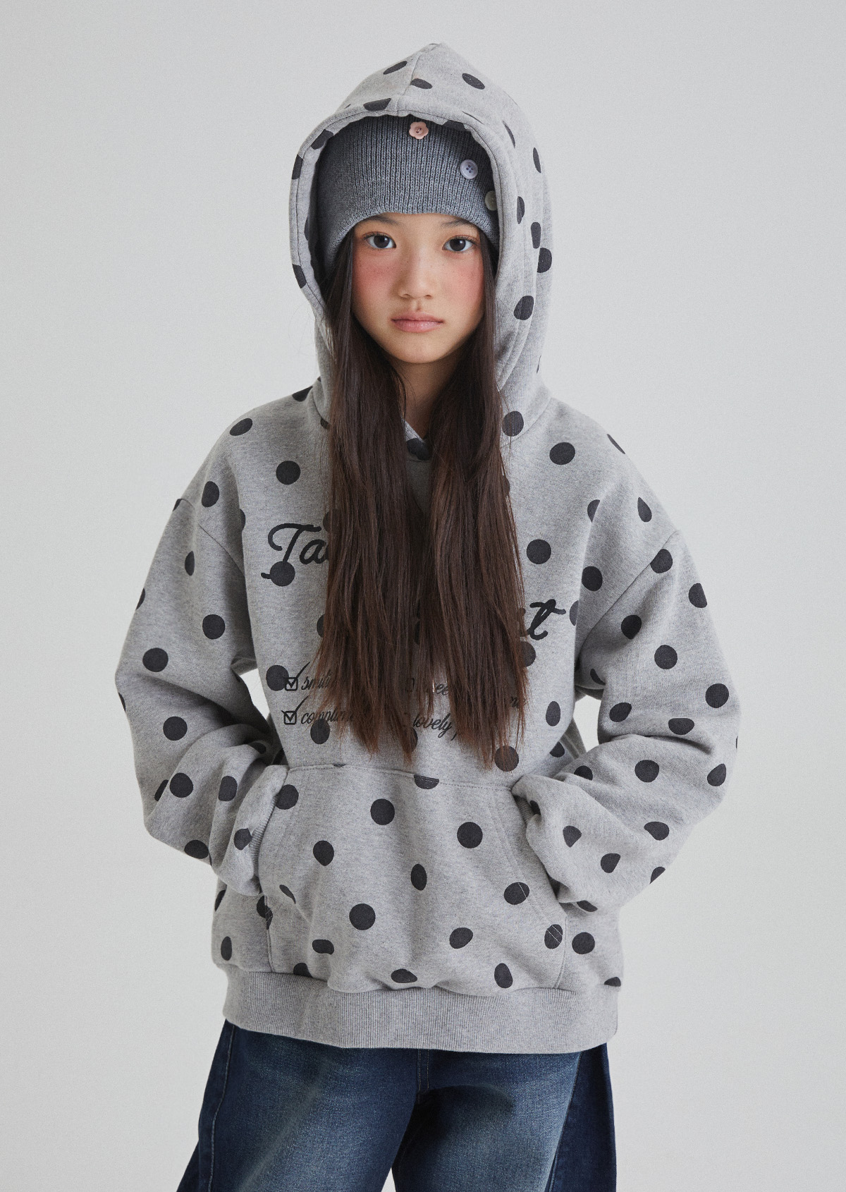 Taeble Polka Dot Hoodie - Melange